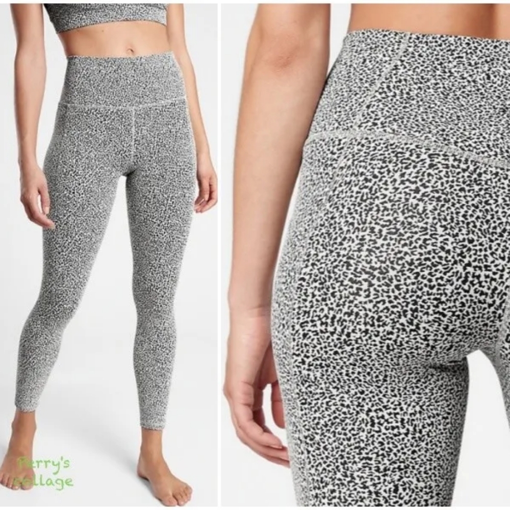 Athleta salutation stash textured 7/8 tight cheetah print high waisted small